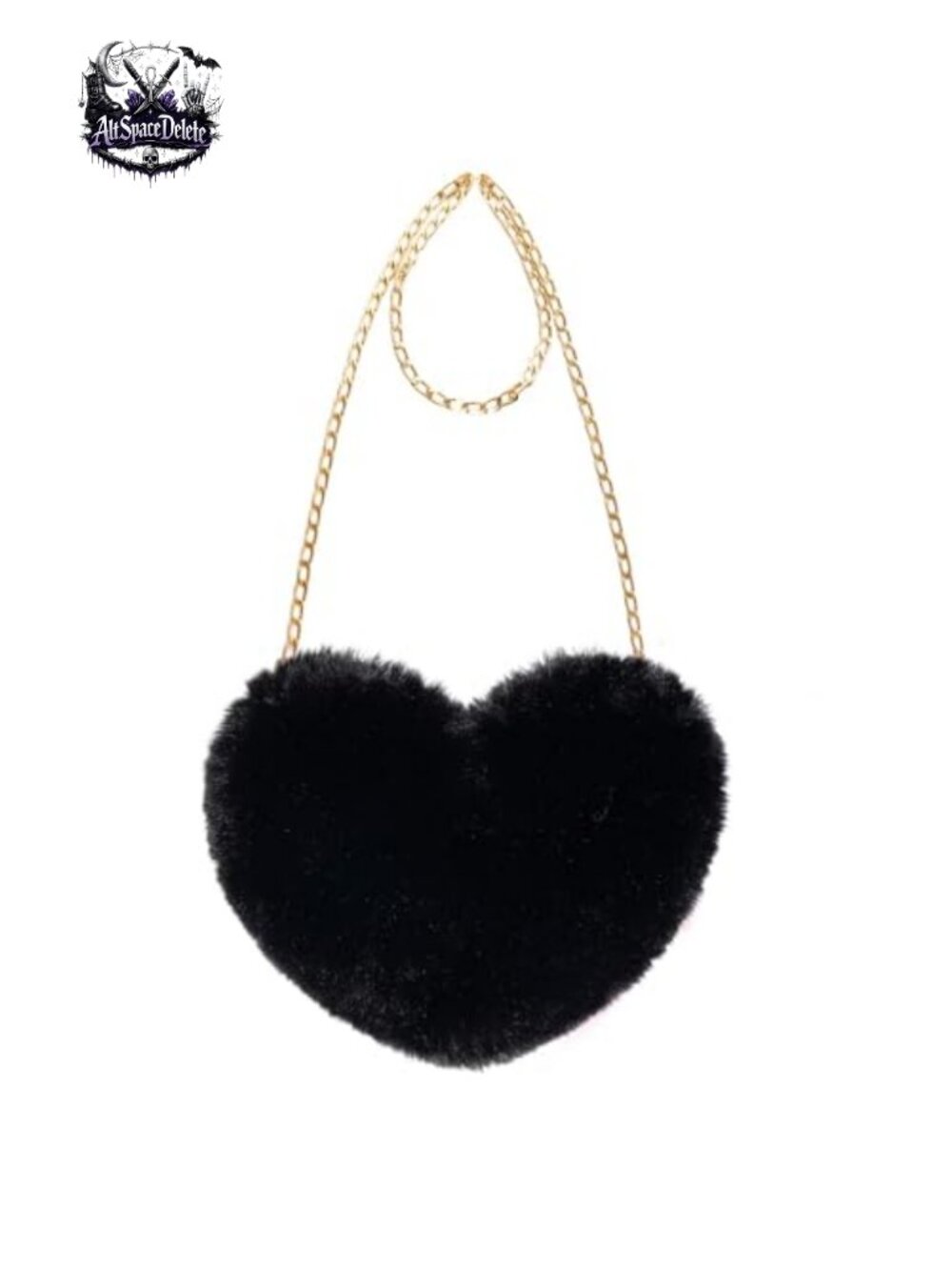 Faux Fur Heart Shaped Clutch Crossbody Shoulder Bag Detachable Chain